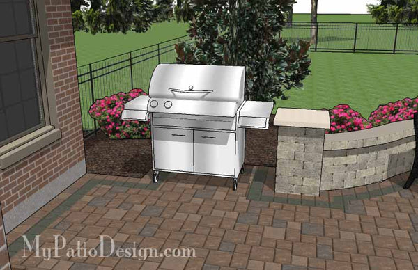Curvy Backyard Patio Design with Seat Wall 7