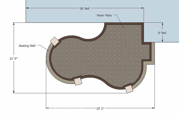 Curvy Brick Patio Design with Seat Wall 7