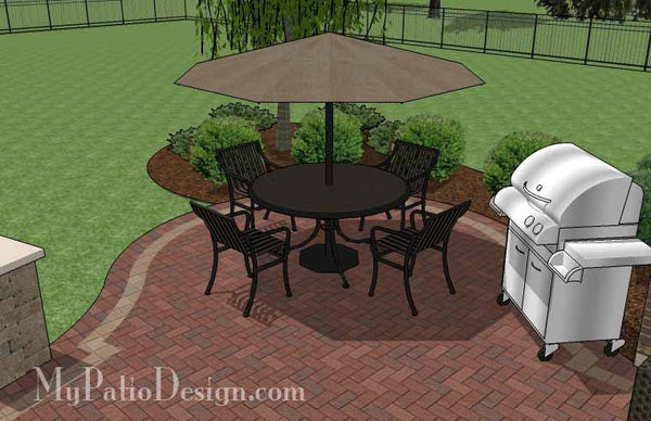 Curvy Courtyard Patio Design with Seating Wall 7