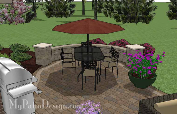 Curvy Outdoor Living Design with Pergola and Fireplace 7
