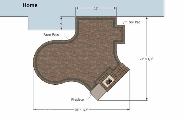 Curvy Patio Design with Fireplace 1