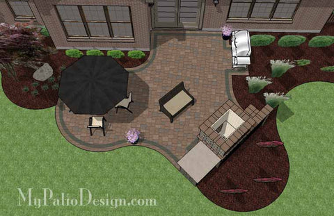 Curvy Patio Design with Fireplace 2