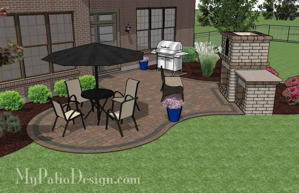 Curvy Patio Design with Fireplace 3