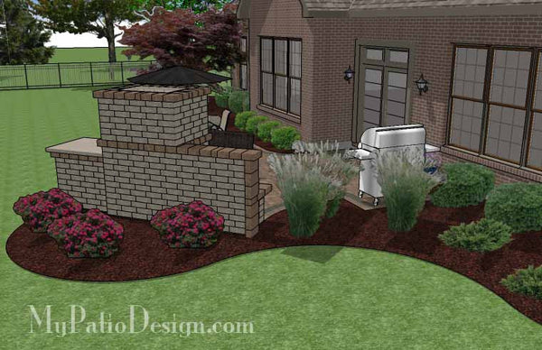 Curvy Patio Design with Fireplace 4