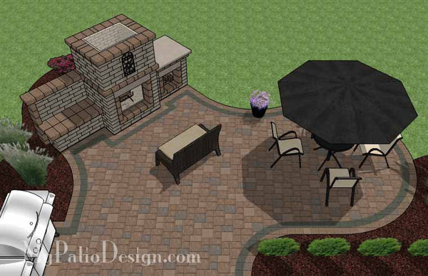 Curvy Patio Design with Fireplace 7