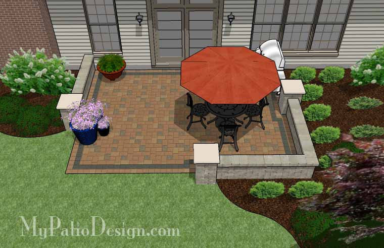 DIY Paver Patio Design with Seat Wall 2