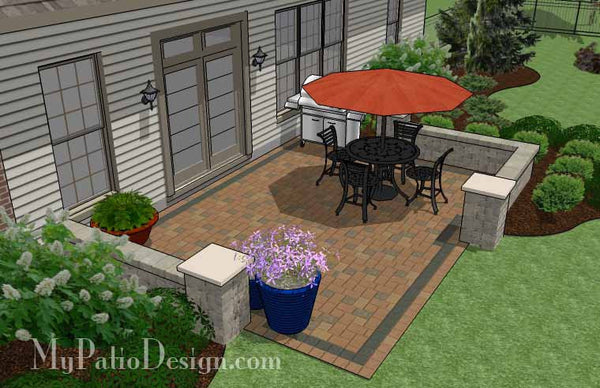 DIY Paver Patio Design with Seat Wall 3