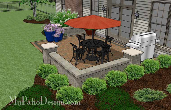 DIY Paver Patio Design with Seat Wall 4