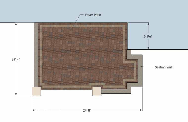 Rectangular Patio Drawing DIY Rectangular Patio Design with Seat Walls | Downloadable Plan ...