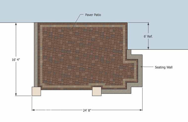 DIY Rectangular Patio Design with Seating Walls 1