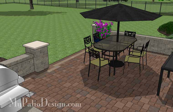 DIY Rectangular Patio Design with Seating Walls 5