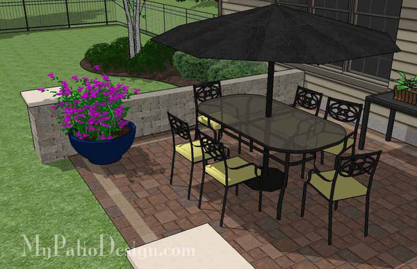 DIY Rectangular Patio Design with Seating Walls 6