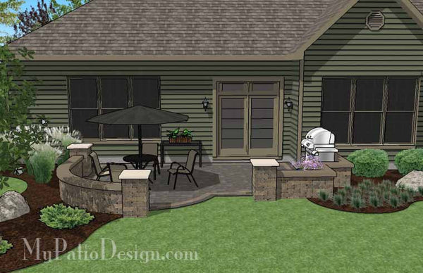 DIY Simple Patio Design with Seat Wall #3