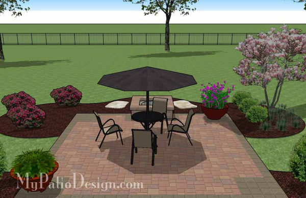 DIY Square Patio Design with Fire Pit 5
