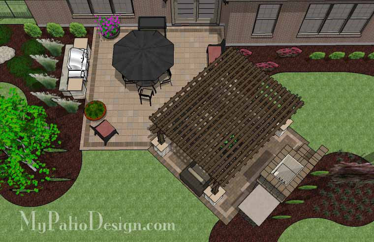 Dreamy Fireplace Patio Design with Pergola 2