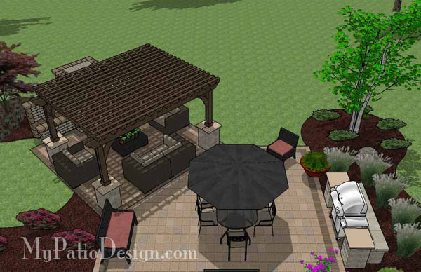 Dreamy Fireplace Patio Design with Pergola 5
