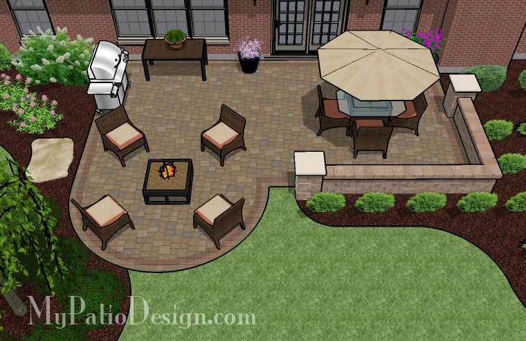 Dreamy Paver Patio Design with Seat Wall 2