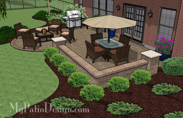 Dreamy Paver Patio Design with Seat Wall 4