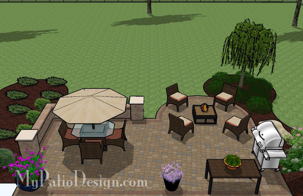 Dreamy Paver Patio Design with Seat Wall 5