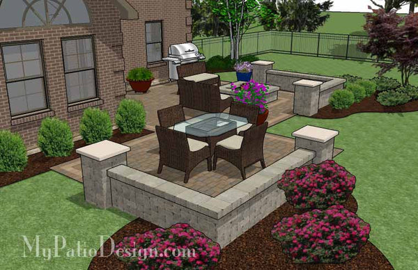 Fun Family Patio Design with Seating Walls 3