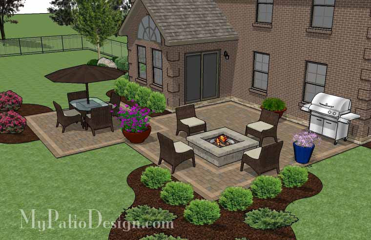 Fun Family Patio Design with Fire Pit | Download Plan – MyPatioDesign.com