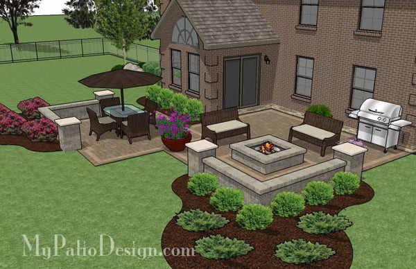 Fun Family Patio Design with Seating Walls 4