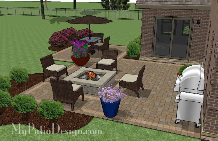 Fun Family Patio Design with Fire Pit | Download Plan – MyPatioDesign.com