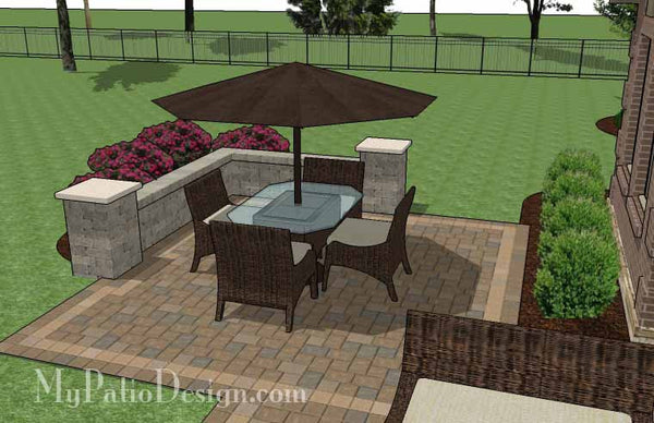 Fun Family Patio Design with Seating Walls 7