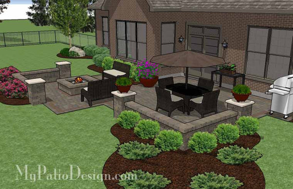 Fun Fire Pit Patio Design with Seat Walls 4