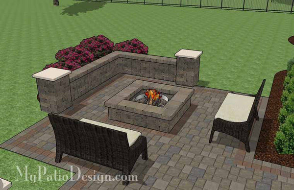 Fun Fire Pit Patio Design with Seat Walls 7