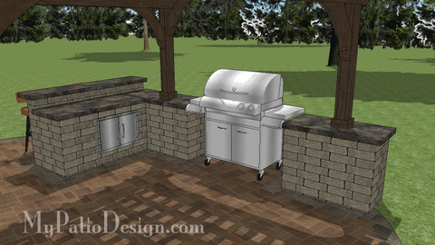 Grill Station with Bar and Pergola Design #1