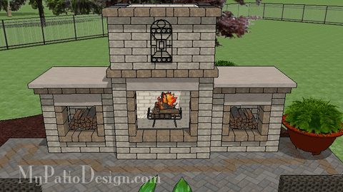 Outdoor Fireplace Design with Woodboxes #1