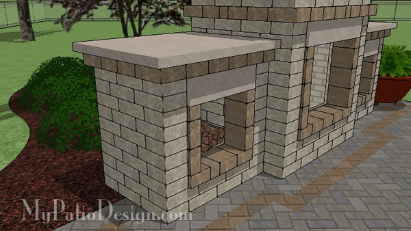 Outdoor Fireplace Design with Woodboxes #2