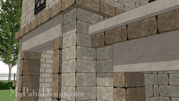 Outdoor Fireplace Design with Wood Box and Bench #4