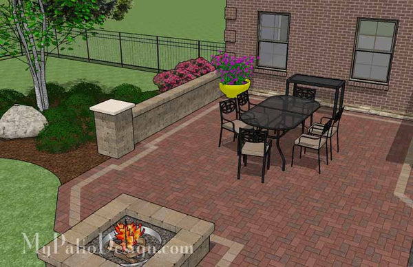 Large Brick Patio Design with Grill Station-Bar and Fire Pit 5