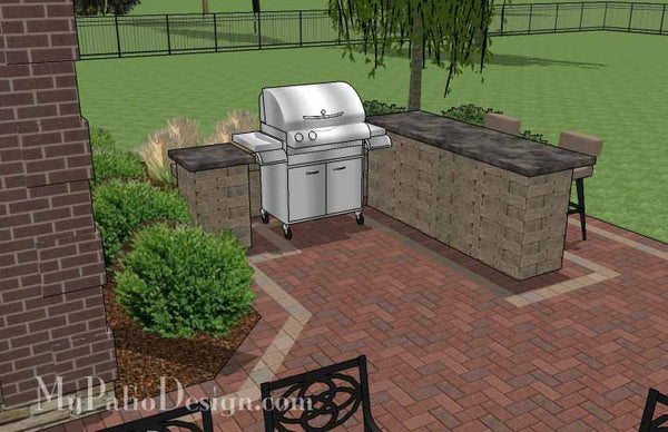 Large Brick Patio Design with Grill Station-Bar and Fire Pit 6
