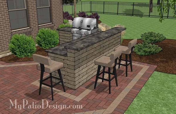 Large Courtyard Brick Patio Design with Outdoor Kitchen and Fire Pit 7