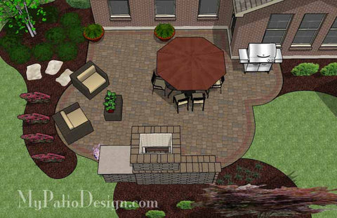 Large Cozy Patio Design with Fireplace 2