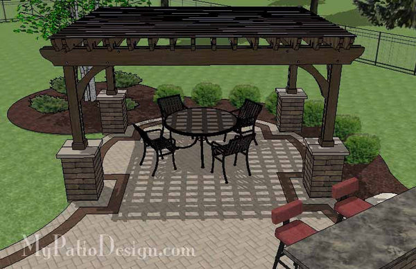 Large Curvy Outdoor Living Design with Pergola 8
