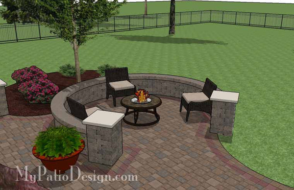 Large Curvy Patio Design with Grill Station and Seat Wall 6