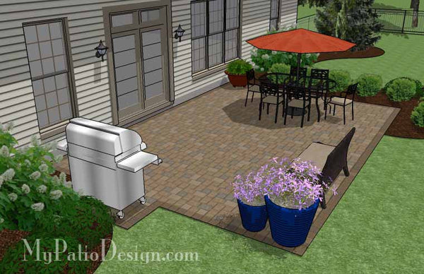 Large Rectangular Paver Patio Design 3
