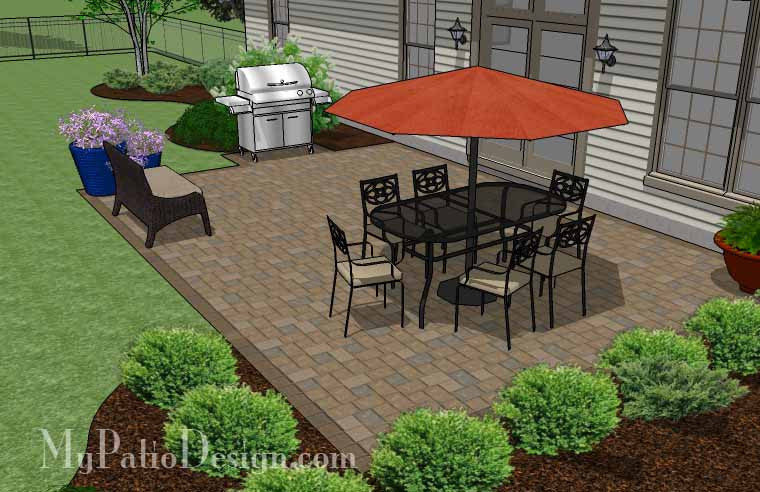 Large Rectangular Paver Patio Design | Download Plan – MyPatioDesign.com