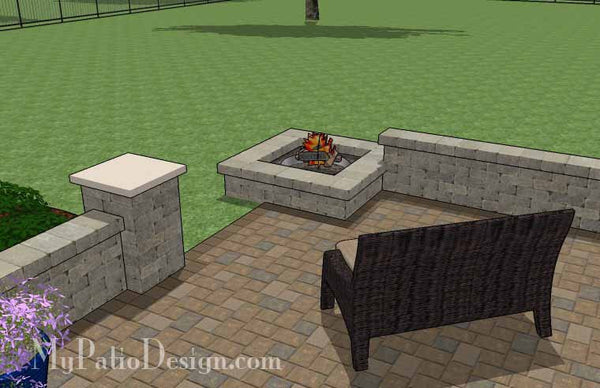 Large Rectangular Paver Patio Design with Fire Pit and Pergola 6