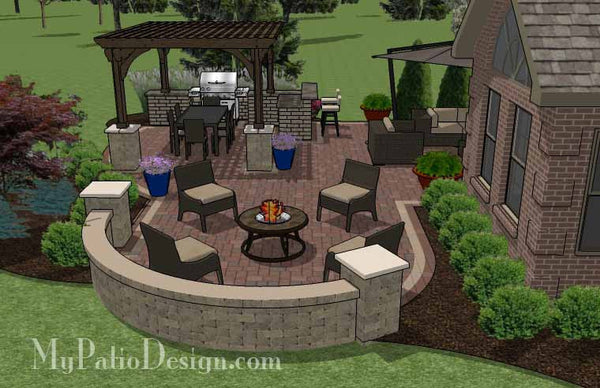 Outdoor Entertainment Patio Design with Pergola and Bar 4