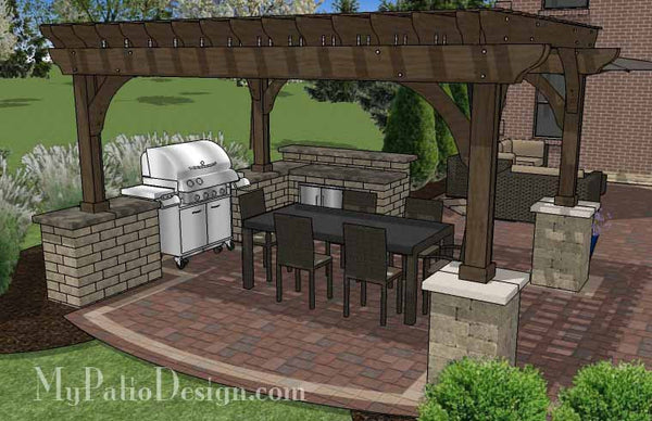 Outdoor Entertainment Patio Design with Pergola and Bar 6
