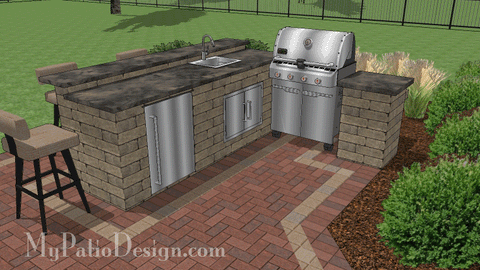 Outdoor Kitchen Design with Refrigerator R36-1