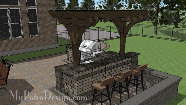 Outdoor Kitchen with Pergola and Drop In Cooler.  R60-160121-HC-2