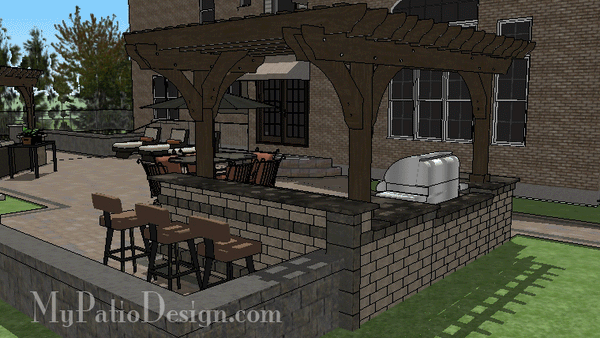 Outdoor Kitchen with Pergola and Drop In Cooler.  R60-160121-HC-3