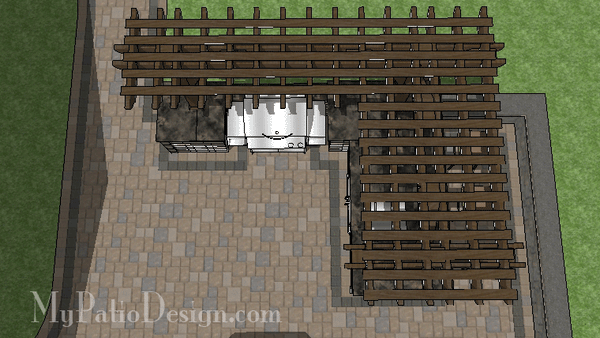 Outdoor Kitchen with Pergola and Drop In Cooler.  R60-160121-HC-4