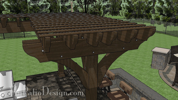 Outdoor Kitchen with Pergola and Drop In Cooler.  R60-160121-HC-8